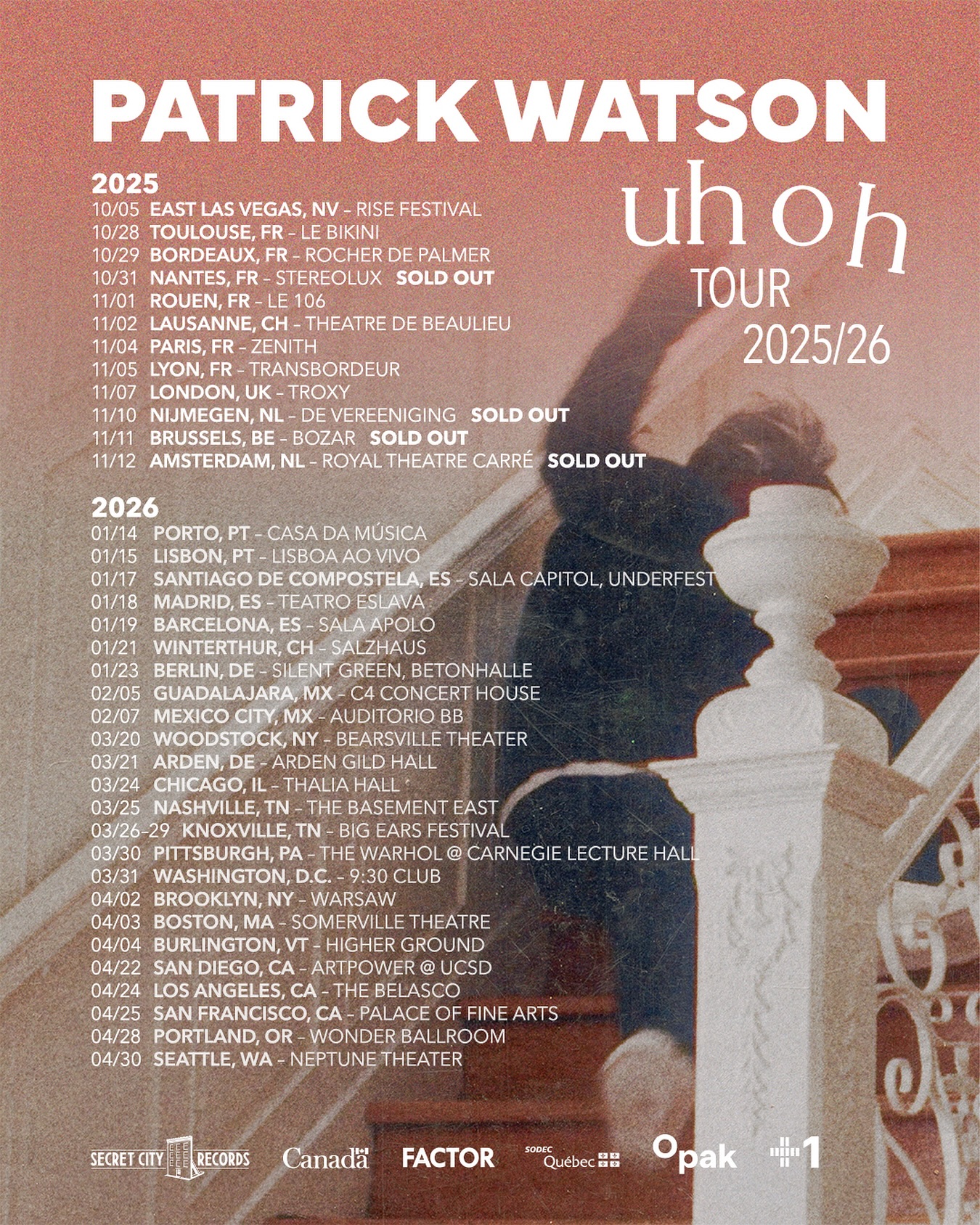 Patrick Watson Uh Oh Tour Poster 2025